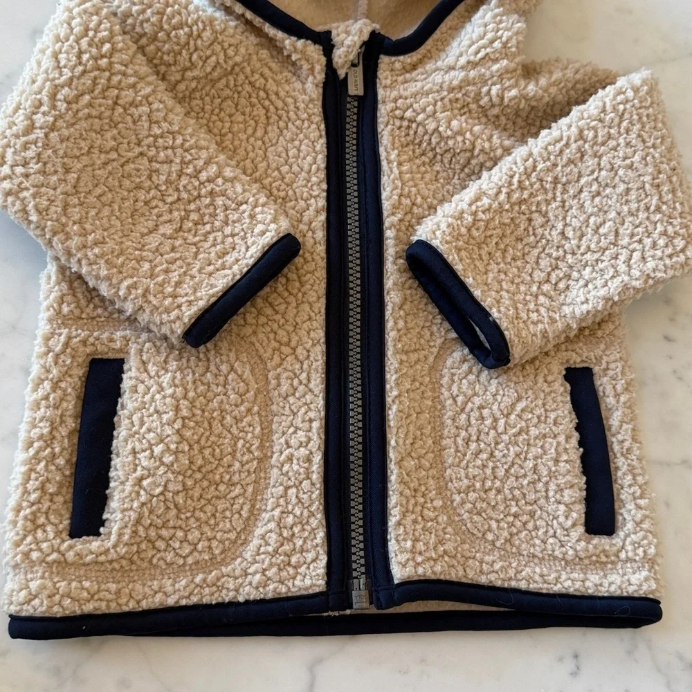 Old Navy Baby Sherpa Hooded Jacket 6-9M Tan Full Zip